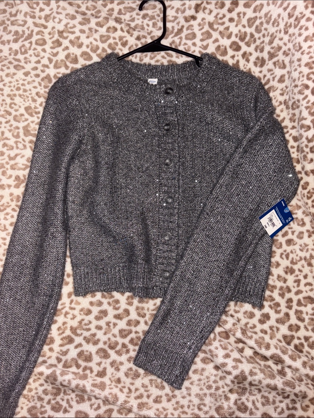 Arizona Jean Company Gray Button-Up Cropped Cardigan